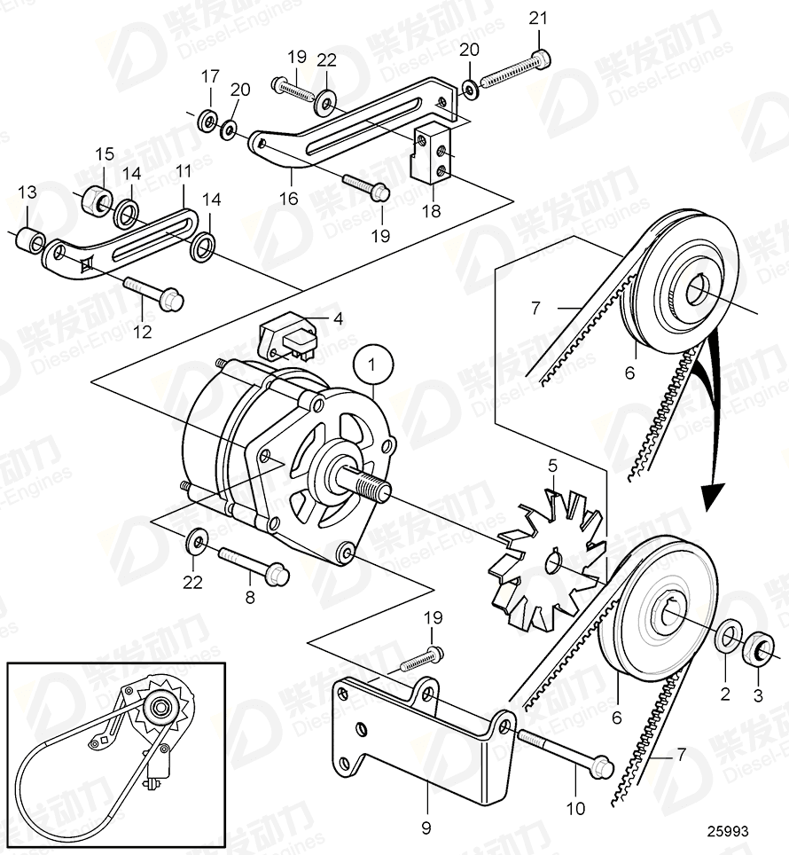 VOLVO Alternator, 28V 55A 21489727 Drawing